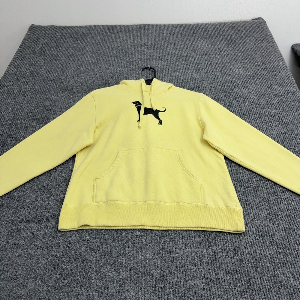 The Black Dog Hoodie Womens S Yellow Cotton Blend Graphic Casual Style